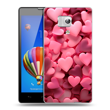 Пластиковый чехол на Huawei Honor 3 с принтом розовые сердечки Пластиковый чехол на Huawei Honor 3 с принтом розовые сердечки