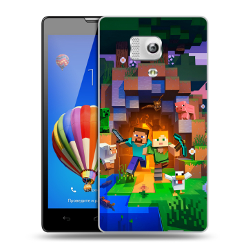 Пластиковый чехол на Huawei Honor 3 с принтом Майнкрафт Minecraft