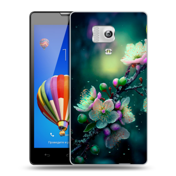 Пластиковый чехол на Huawei Honor 3 с принтом Цветы и мрамор Пластиковый чехол на Huawei Honor 3 с принтом Цветы и мрамор