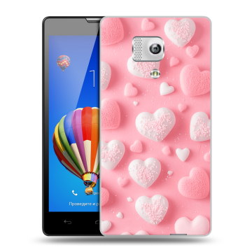 Пластиковый чехол на Huawei Honor 3 с принтом Сердечки