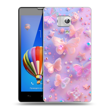 Пластиковый чехол на Huawei Honor 3 с принтом Бабочки Пластиковый чехол на Huawei Honor 3 с принтом Бабочки
