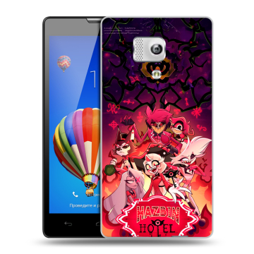 Пластиковый чехол на Huawei Honor 3 с принтом Hazbin Hotel Отель Хазбин