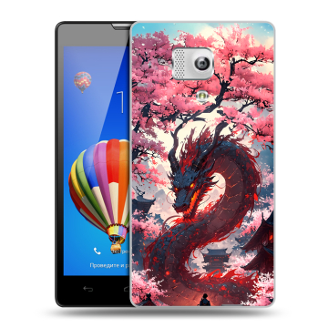 Пластиковый чехол на Huawei Honor 3 с принтом Дракон Японский