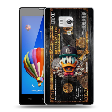 Пластиковый чехол на Huawei Honor 3 с принтом Дональд Дак Доллар