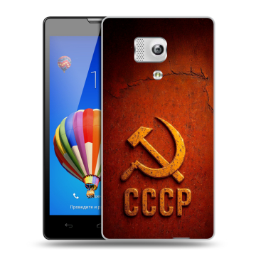 Пластиковый чехол на Huawei Honor 3 с принтом Флаг Герб СССР Пластиковый чехол на Huawei Honor 3 с принтом Флаг Герб СССР