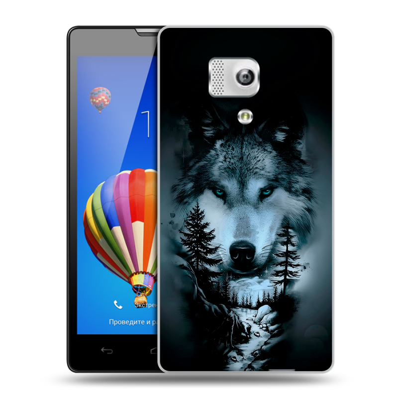 Пластиковый чехол на Huawei Honor 3 с принтом Лесной волк Пластиковый чехол на Huawei Honor 3 с принтом Лесной волк