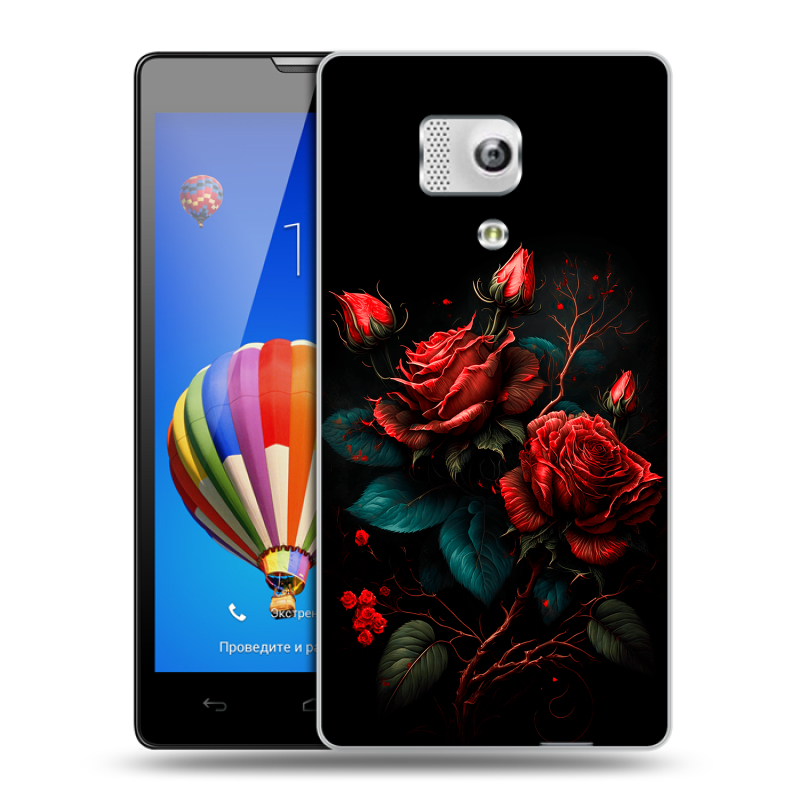 Пластиковый чехол на Huawei Honor 3 с принтом Розы красные Пластиковый чехол на Huawei Honor 3 с принтом Розы красные