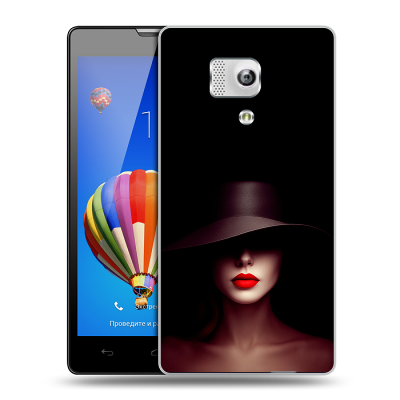 Пластиковый чехол на Huawei Honor 3 с принтом Девушка в шляпе Пластиковый чехол на Huawei Honor 3 с принтом Девушка в шляпе