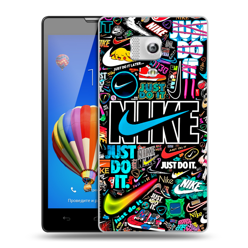 Пластиковый чехол на Huawei Honor 3 с принтом найк nike черный Пластиковый чехол на Huawei Honor 3 с принтом найк nike черный