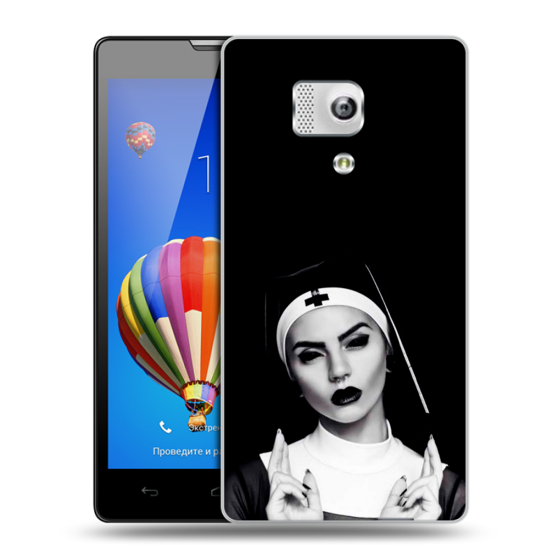 Пластиковый чехол на Huawei Honor 3 с принтом монашка Пластиковый чехол на Huawei Honor 3 с принтом монашка