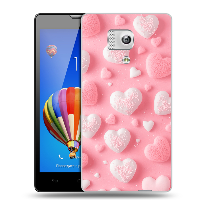 Пластиковый чехол на Huawei Honor 3 с принтом Сердечки Пластиковый чехол на Huawei Honor 3 с принтом Сердечки