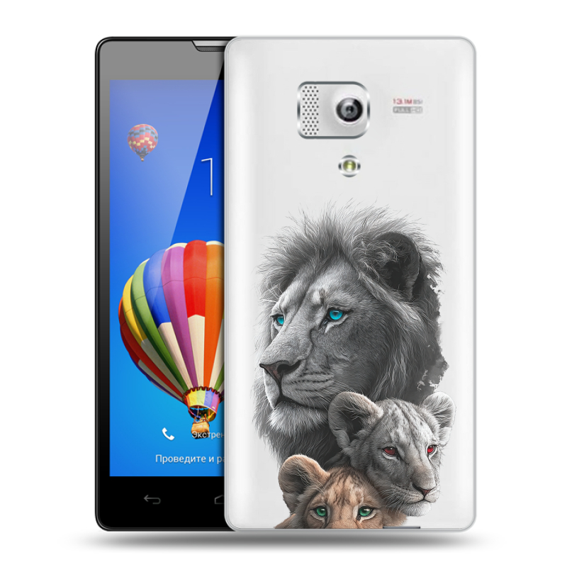 Пластиковый чехол на Huawei Honor 3 с принтом Львы Пластиковый чехол на Huawei Honor 3 с принтом Львы