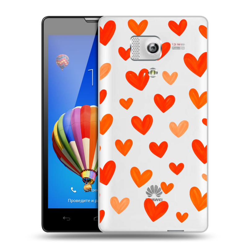 Пластиковый чехол на Huawei Honor 3 с принтом Сердечки Пластиковый чехол на Huawei Honor 3 с принтом Сердечки