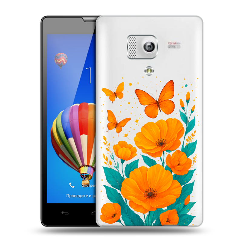 Пластиковый чехол на Huawei Honor 3 с принтом цветы бабочки Пластиковый чехол на Huawei Honor 3 с принтом цветы бабочки