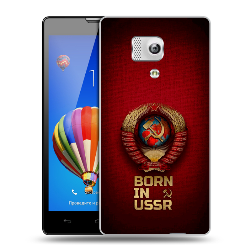 Пластиковый чехол на Huawei Honor 3 с принтом Флаг Герб СССР Пластиковый чехол на Huawei Honor 3 с принтом Флаг Герб СССР