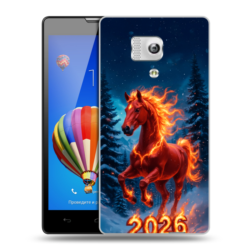 Пластиковый чехол на Huawei Honor 3 с принтом Новый год коня Пластиковый чехол на Huawei Honor 3 с принтом Новый год коня