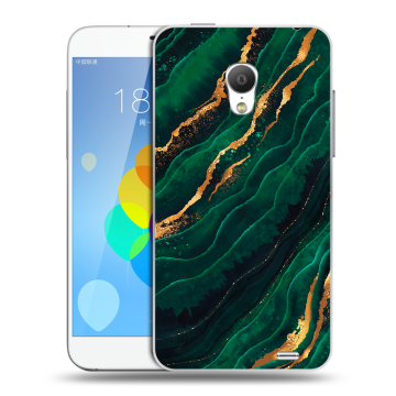 Пластиковый чехол на Meizu MX3 с принтом Мрамор зеленое золото