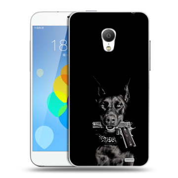 Пластиковый чехол на Meizu MX3 с принтом Доберман и пистолет