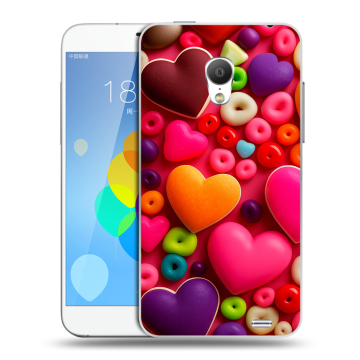 Пластиковый чехол на Meizu MX3 с принтом Сердечки