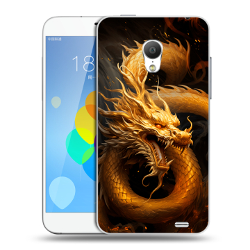 Пластиковый чехол на Meizu MX3 с принтом Золотой дракон Пластиковый чехол на Meizu MX3 с принтом Золотой дракон