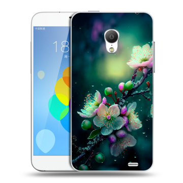 Пластиковый чехол на  Meizu MX3 с принтом Цветы и мрамор