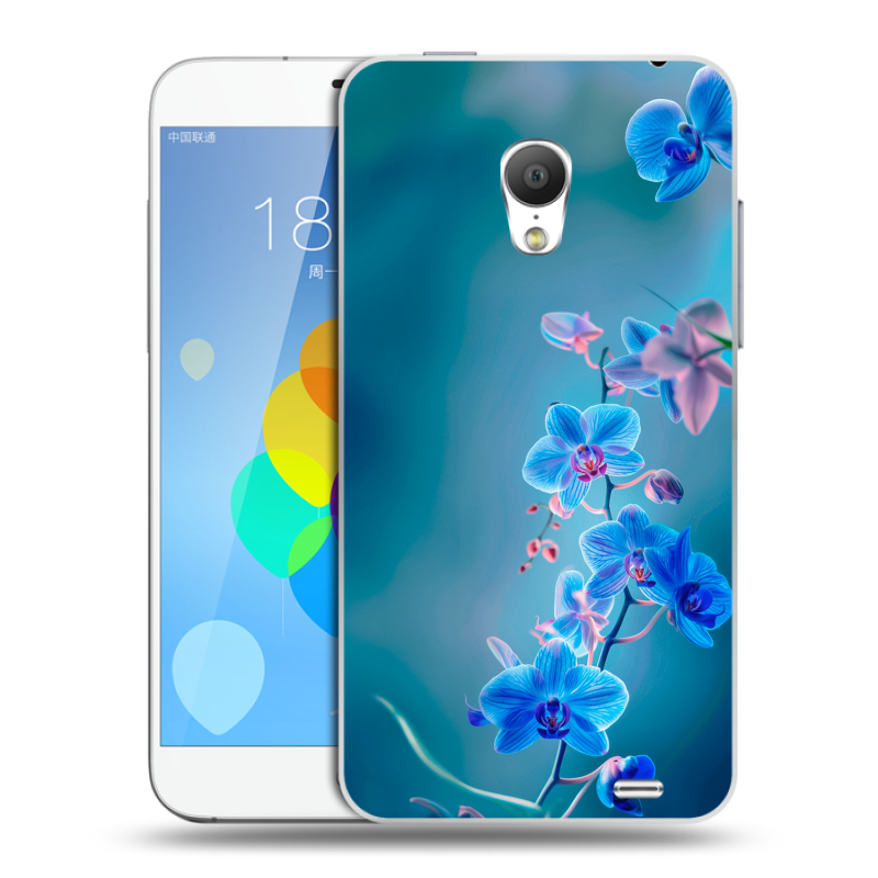 Пластиковый чехол на Meizu MX3 с принтом Голубые цветы Пластиковый чехол на Meizu MX3 с принтом Голубые цветы