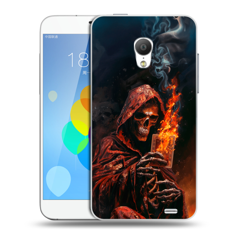Пластиковый чехол на Meizu MX3 с принтом Скелет и карты Пластиковый чехол на Meizu MX3 с принтом Скелет и карты