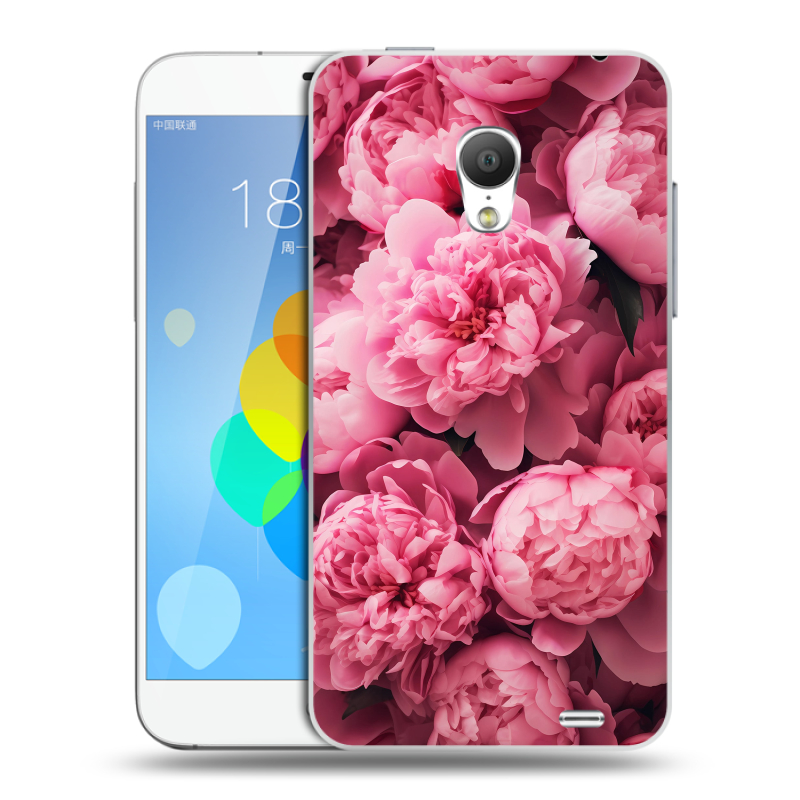 Пластиковый чехол на Meizu MX3 с принтом цветы пионы Пластиковый чехол на Meizu MX3 с принтом цветы пионы