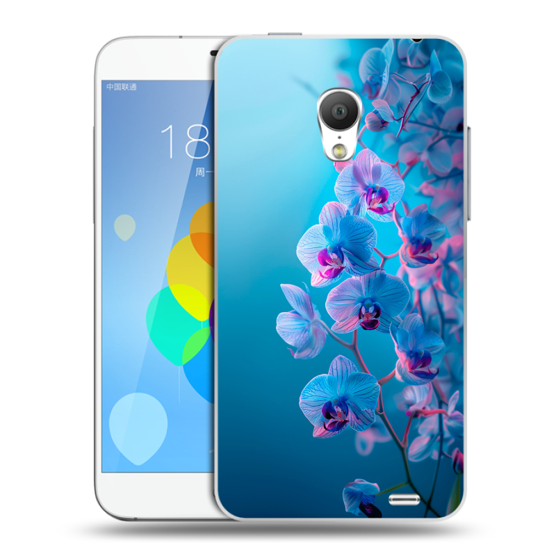 Пластиковый чехол на Meizu MX3 с принтом голубые орхидеи Пластиковый чехол на Meizu MX3 с принтом голубые орхидеи
