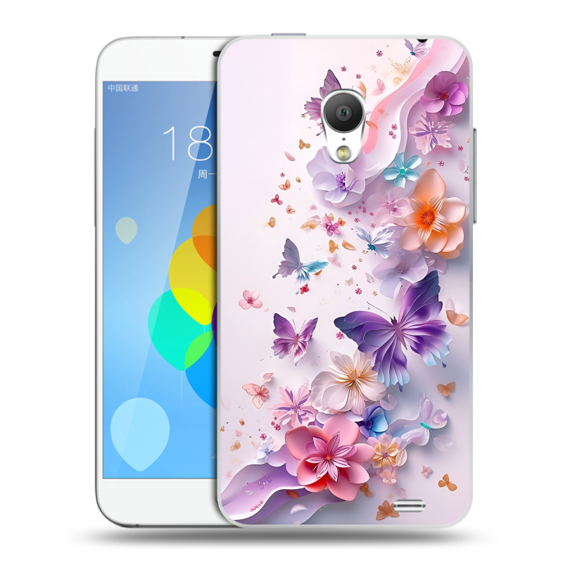 Пластиковый чехол на Meizu MX3 с принтом цветы бабочки Пластиковый чехол на Meizu MX3 с принтом цветы бабочки