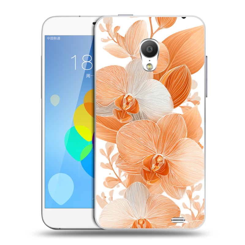 Пластиковый чехол на Meizu MX3 с принтом Бежевые цветы Пластиковый чехол на Meizu MX3 с принтом Бежевые цветы