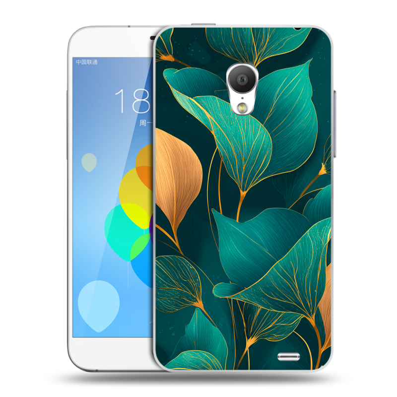 Пластиковый чехол на Meizu MX3 с принтом Листья и золото Пластиковый чехол на Meizu MX3 с принтом Листья и золото
