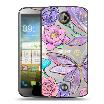 Пластиковый чехол на Acer Liquid S2 с принтом Бабочки и цветы Пластиковый чехол на Acer Liquid S2 с принтом Бабочки и цветы