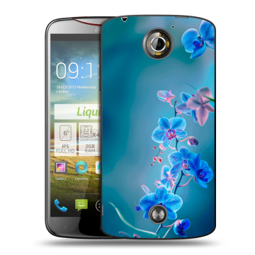 Пластиковый чехол на Acer Liquid S2 с принтом Голубые цветы Пластиковый чехол на Acer Liquid S2 с принтом Голубые цветы