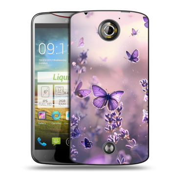 Пластиковый чехол на Acer Liquid S2 с принтом бабочки и лаванда Пластиковый чехол на Acer Liquid S2 с принтом бабочки и лаванда