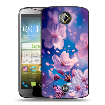 Пластиковый чехол на Acer Liquid S2 с принтом цветы бабочки Пластиковый чехол на Acer Liquid S2 с принтом цветы бабочки