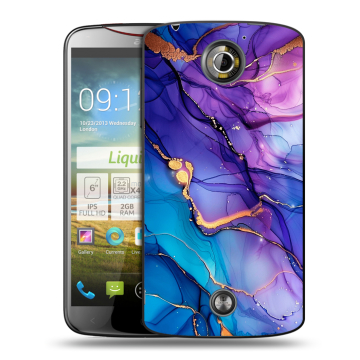 Пластиковый чехол на Acer Liquid S2 с принтом синий мрамор Пластиковый чехол на Acer Liquid S2 с принтом синий мрамор