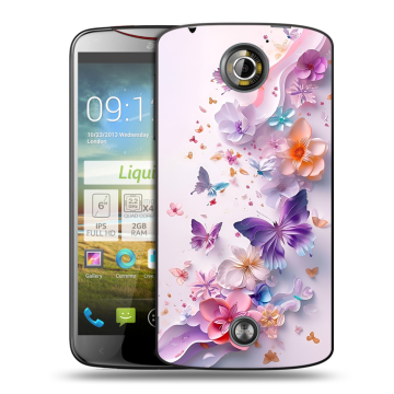 Пластиковый чехол на Acer Liquid S2 с принтом цветы бабочки Пластиковый чехол на Acer Liquid S2 с принтом цветы бабочки