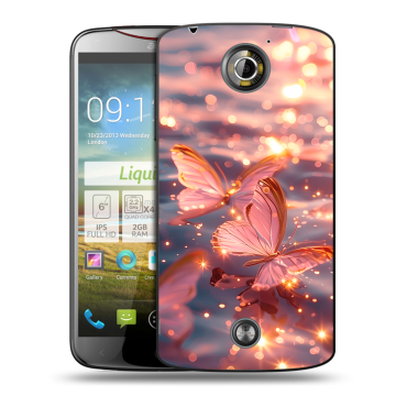 Пластиковый чехол на Acer Liquid S2 с принтом бабочки розовые Пластиковый чехол на Acer Liquid S2 с принтом бабочки розовые