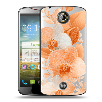 Пластиковый чехол на Acer Liquid S2 с принтом Бежевые цветы Пластиковый чехол на Acer Liquid S2 с принтом Бежевые цветы