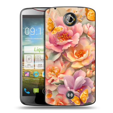 Пластиковый чехол на Acer Liquid S2 с принтом Цветы и бабочки Пластиковый чехол на Acer Liquid S2 с принтом Цветы и бабочки