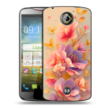 Пластиковый чехол на Acer Liquid S2 с принтом Цветы и бабочки Пластиковый чехол на Acer Liquid S2 с принтом Цветы и бабочки