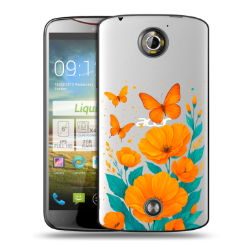 Пластиковый чехол на Acer Liquid S2 с принтом цветы бабочки Пластиковый чехол на Acer Liquid S2 с принтом цветы бабочки