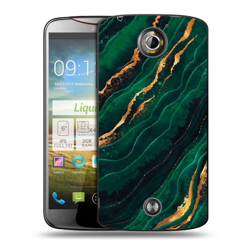 Пластиковый чехол на Acer Liquid S2 с принтом Мрамор зеленое золото Пластиковый чехол на Acer Liquid S2 с принтом Мрамор зеленое золото