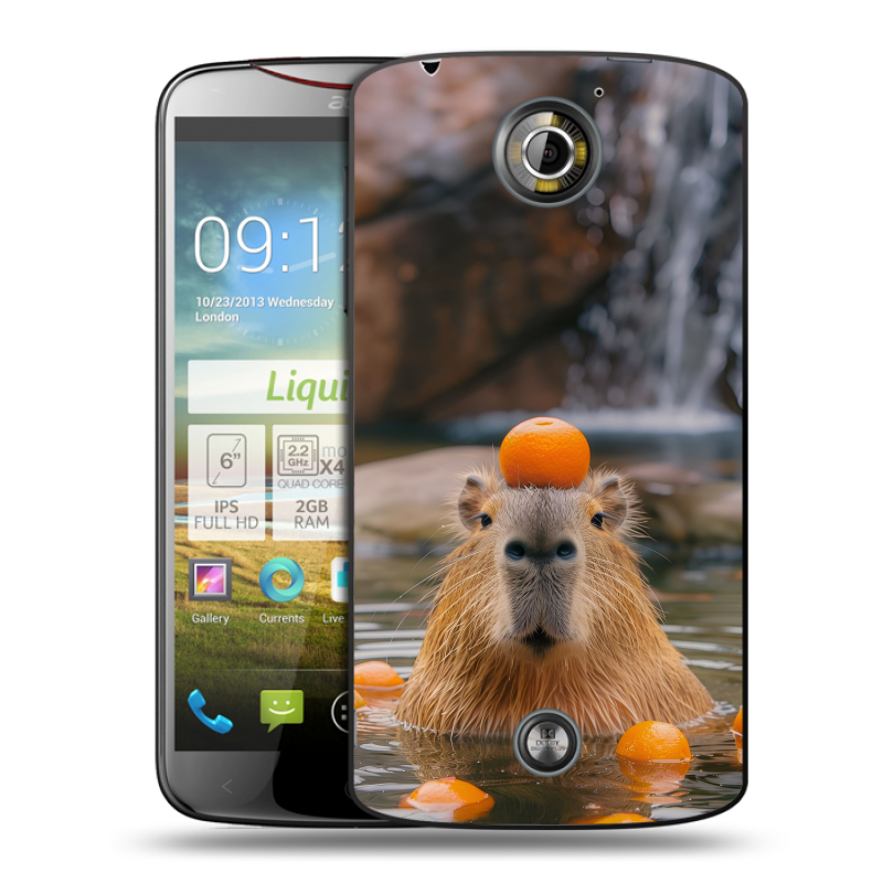Пластиковый чехол на Acer Liquid S2 с принтом Капибара с апельсином Пластиковый чехол на Acer Liquid S2 с принтом Капибара с апельсином