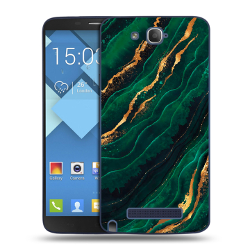 Пластиковый чехол на Alcatel One Touch Hero с принтом Мрамор зеленое золото
