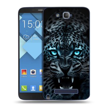 Пластиковый чехол на Alcatel One Touch Hero с принтом Темный леопард