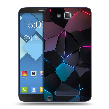 Пластиковый чехол на Alcatel One Touch Hero с принтом Геометрия неона