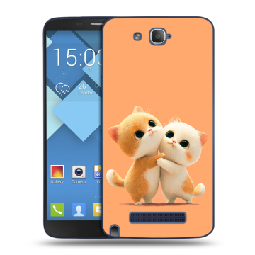 Пластиковый чехол на Alcatel One Touch Hero с принтом Милые котики
