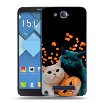 Пластиковый чехол на Alcatel One Touch Hero с принтом Кошки